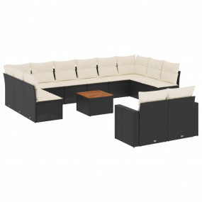Garden Sofa Set Set of 13 Black PE Rattan Large Adjusta...
