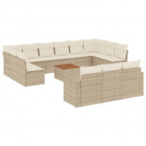 Garden Sofa Set Set of 14 Beige, Cream White