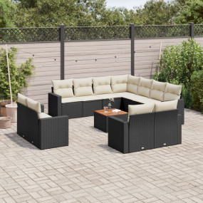 Garden Sofa Set Black, Cream White