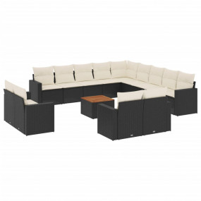 Garden Sofa Set Set of 14 Black, Cream White