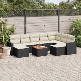 Garden Sofa Set Set of 10 Black