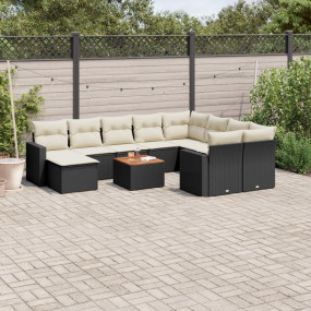 Garden Sofa Set Black PE Rattan Large Modular Garden So...