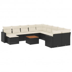 Garden Sofa Set Set of 12 Black, Cream White