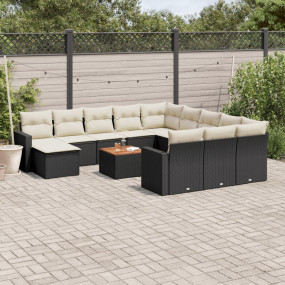 Garden Sofa Set Set of 13 Black and Cream White
