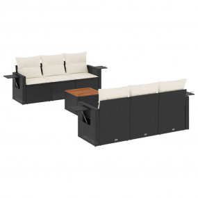 Garden Sofa Set Black PE Rattan 7-Piece Modular