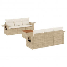 Garden Sofa Set Beige PE rattan, powder-coated steel, a...