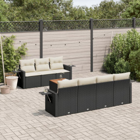 Garden Sofa Set Black Poly rattan Large Adjustable Feet