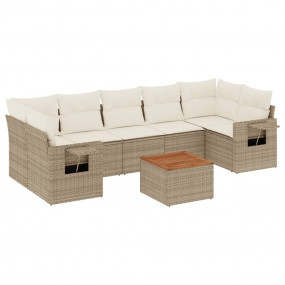 Garden Sofa Set Beige PE Rattan Large Foldable Garden S...