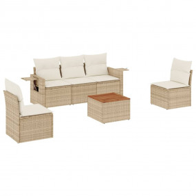 Garden Sofa Set Beige Poly rattan Medium Modular