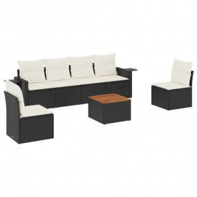Garden Sofa Set Black PE rattan 7-seater Foldable