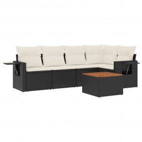Garden Sofa Set Black PE rattan Large UV-resistant mate...