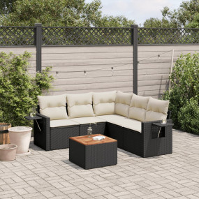 Garden Sofa Set Black and Cream White