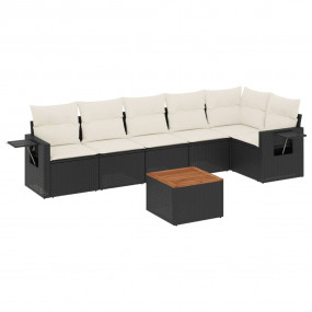 Garden Sofa Set Black PE rattan Large Adjustable Armres...