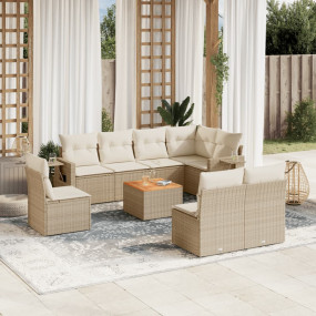 Garden Sofa Set Beige PE rattan Large Adjustable Legs