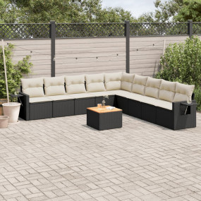 Garden Sofa Set Black and Cream White