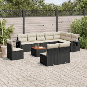 Garden Sofa Set Black, Cream White