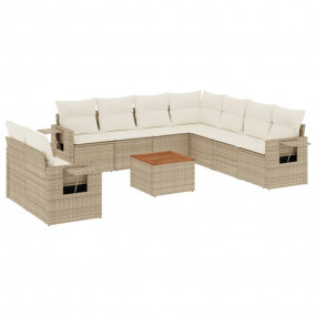 Garden Sofa Set Beige PE Rattan Large Modular Garden So...
