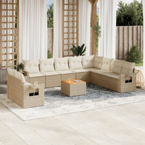 Garden Sofa Set Beige PE rattan Large Adjustable Feet