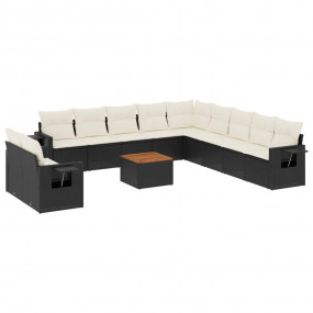 Garden Sofa Set Black, Cream white