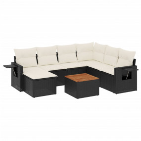 Garden Sofa Set Black and Cream White PE rattan 8 Piece...