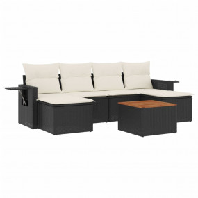 Garden Sofa Set Black PE rattan Large Adjustable Feet