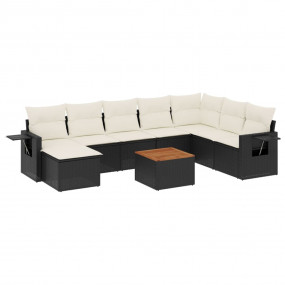 Garden Sofa Set Black PE rattan Modular Removable Cover...