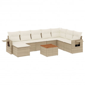 Garden Sofa Set Beige Poly Rattan, Powder-Coated Steel,...
