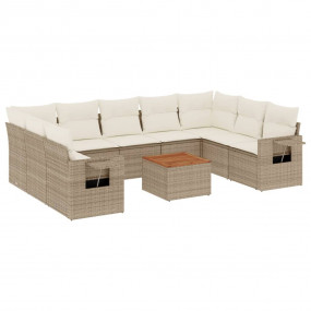Garden Sofa Set Beige Poly rattan Medium Foldable
