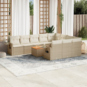 Garden Sofa Set Beige PE rattan Large Foldable Garden S...