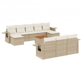 Garden Sofa Set Beige PE Rattan, Powder Coated Steel, A...