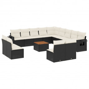 Garden Sofa Set Black and Cream White