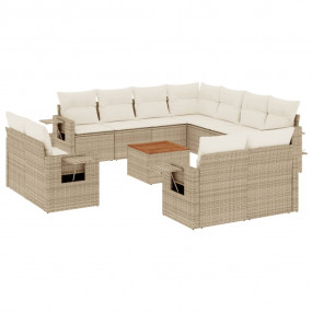 Garden Sofa Set Beige PE Rattan Large Modular Garden So...