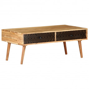 Coffee Table Natural Solid Acacia Wood Standard Coffee ...