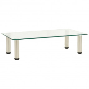 TV Stand Clear Tough Glass, Sturdy Steel Small Modern T...