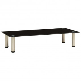 TV Stand Black Tempered Glass, Stainless Steel Medium D...