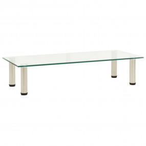 TV Stand Clear Tempered Glass, Stainless Steel Glass su...