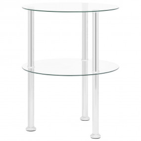 Side Table Transparent Tempered glass, Stainless steel ...
