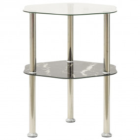 Side Table Transparent and black marble