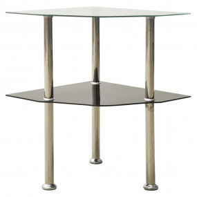 Side Table Transparent and Black Tempered Glass 15x15 i...