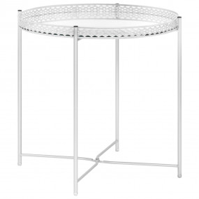 Side Table Silver Glass, Steel Wire Small Mirror Side T...
