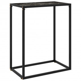 Console Table Black Tempered glass, powder-coated steel