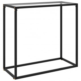 Console Table Transparent, Black Toughened Glass, Powde...
