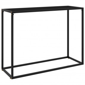 Console Table Black Tempered Glass, Powder-Coated Steel...