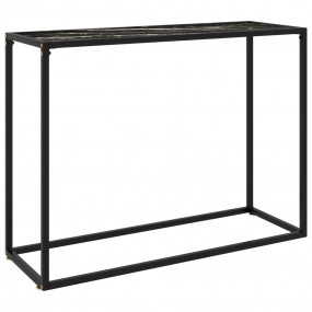 Console Table Black Tempered glass 39.4 in x 13.8 in x ...