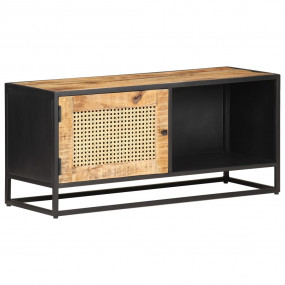 TV Cabinet Natural Mango Wood Solid Build Medium TV Cab...