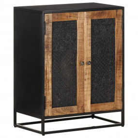 Sideboard Black, Natural Mango Wood Rough Mango Wood, I...