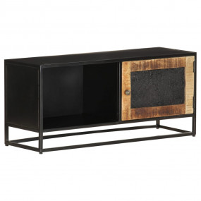 TV Cabinet Black, Brown Rough Mango Wood, Iron, MDF Med...