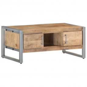 Coffee Table Natural wood tones, grey iron Rough mango ...