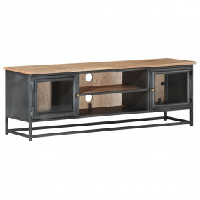 TV Cabinet Grey Solid acacia wood, glass, steel Medium ...
