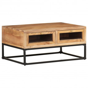 Coffee Table Natural wood Solid acacia wood, powder-coa...